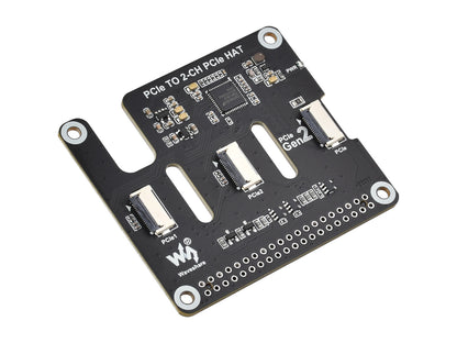 2-Ch PCIe FFC Adapter Board For Raspberry Pi 5, Expands 2-Ch PCIe FFC Connectors, Supports Stacking Multiple PCIe HATs, Raspberry Pi 5 PCIe HAT