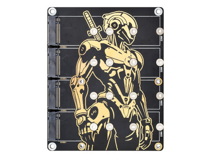 PCIe To 4-Ch M.2 Adapter Board for Raspberry Pi 5, Supports 4-ch NVMe Solid State Drives, Supports Powering The Raspberry Pi 5, Raspberry Pi 5 NVMe
