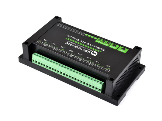 Dual Ethernet Ports 8-ch Relay Module (C), Modbus RTU Protocol, PoE Power Supply, With Various Isolation And Protection Circuits, Industrial Grade Rail-Mount Case