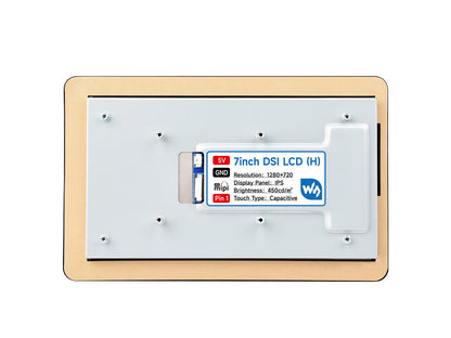 7inch DSI Capacitive Touch Display, 1280×720 Pixels, IPS Panel, Optical Bonding Toughened Glass Panel, 10-Point Touch, Anti-Fingerprint Process, With Case(Optional)