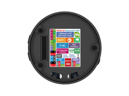ESP32-S3 1.85inch Round LCD Development Board, 360×360, Supports Wi-Fi &amp; Bluetooth BLE 5, AI Speech, Smart Speaker Box, ESP32 With Display