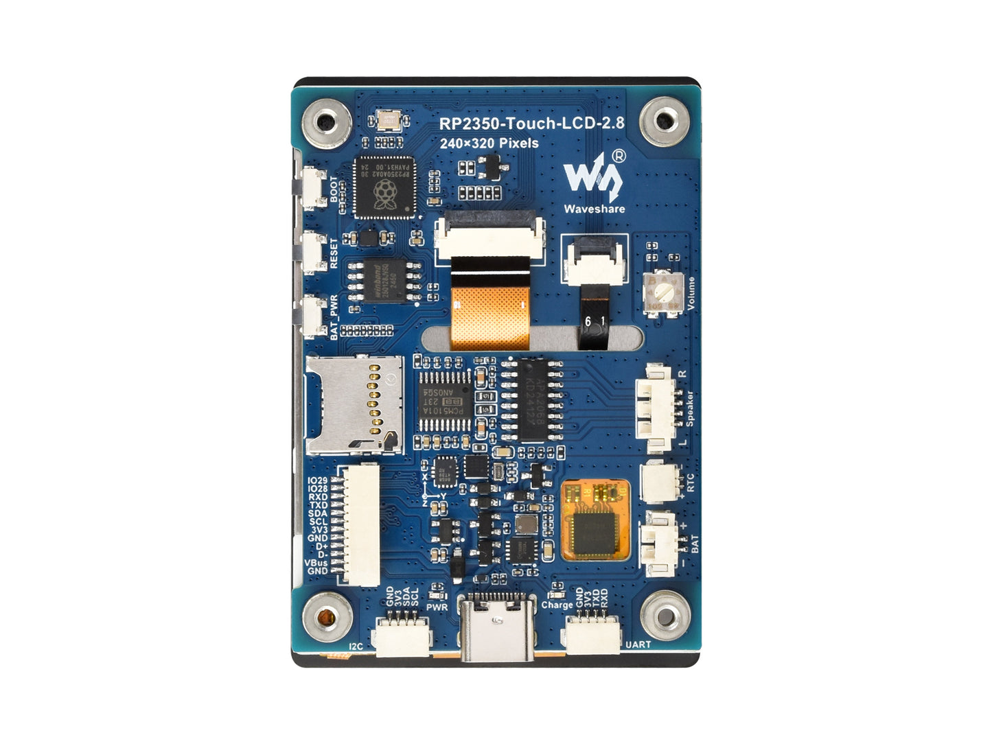 RP2350 2.8inch Capacitive Touch Display Development Board, 240×320, IPS Panel, 5-point Touch, SPI Interface Display, Accelerometer And Gyroscope Sensor