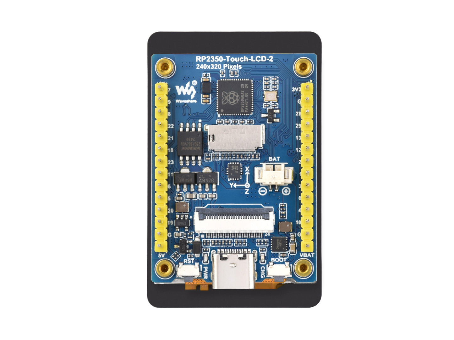 RP2350 2inch Capacitive Touch Display Development Board, 240×320 Pixels, IPS Panel, 262K Color, Onboard Camera Interface