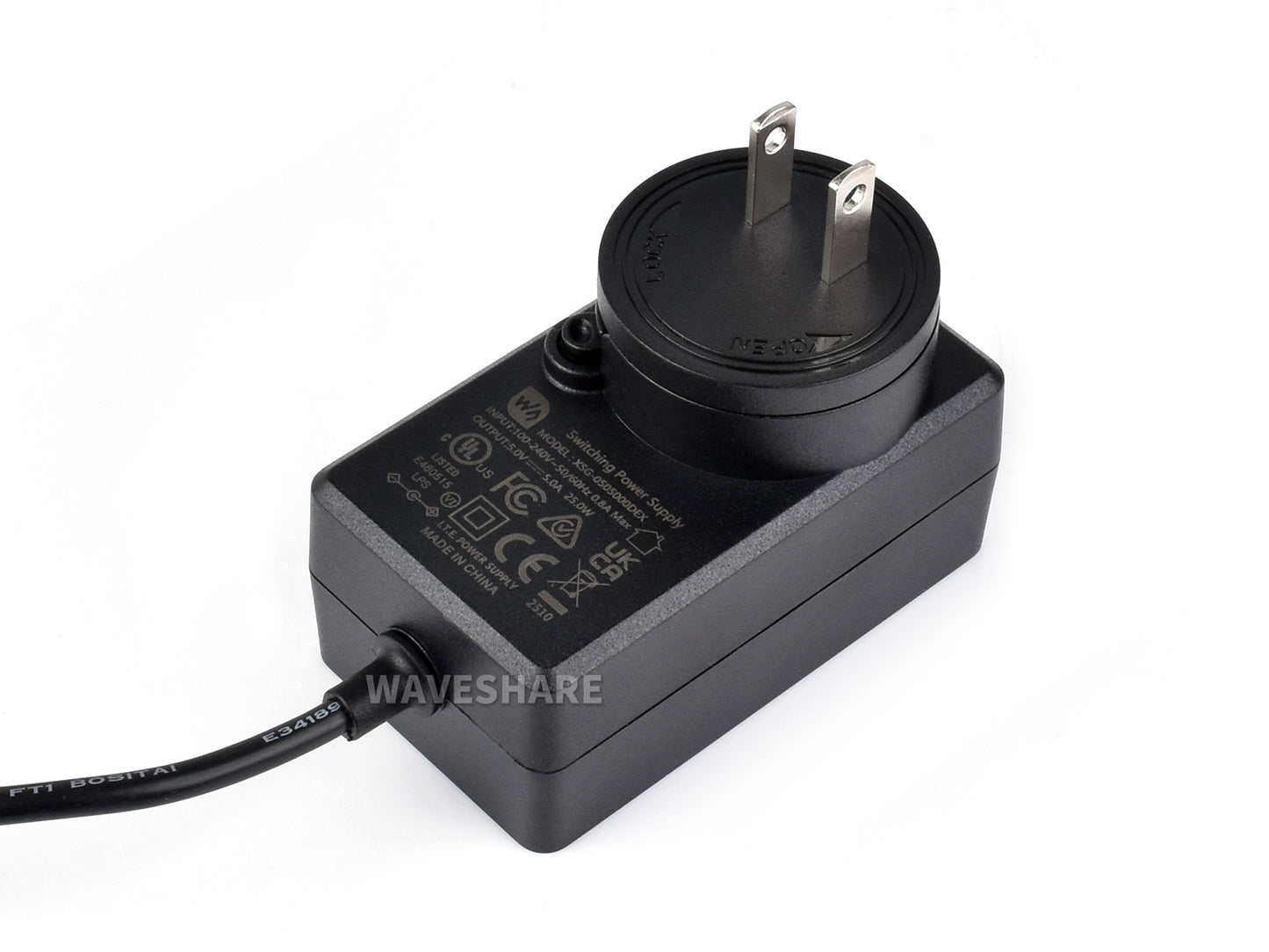 Power Supply, Power Adapter, 5V / 5A, DC Jack Output, OD 5.5mm, ID 2.1mm, Available In US / EU / UK Plug