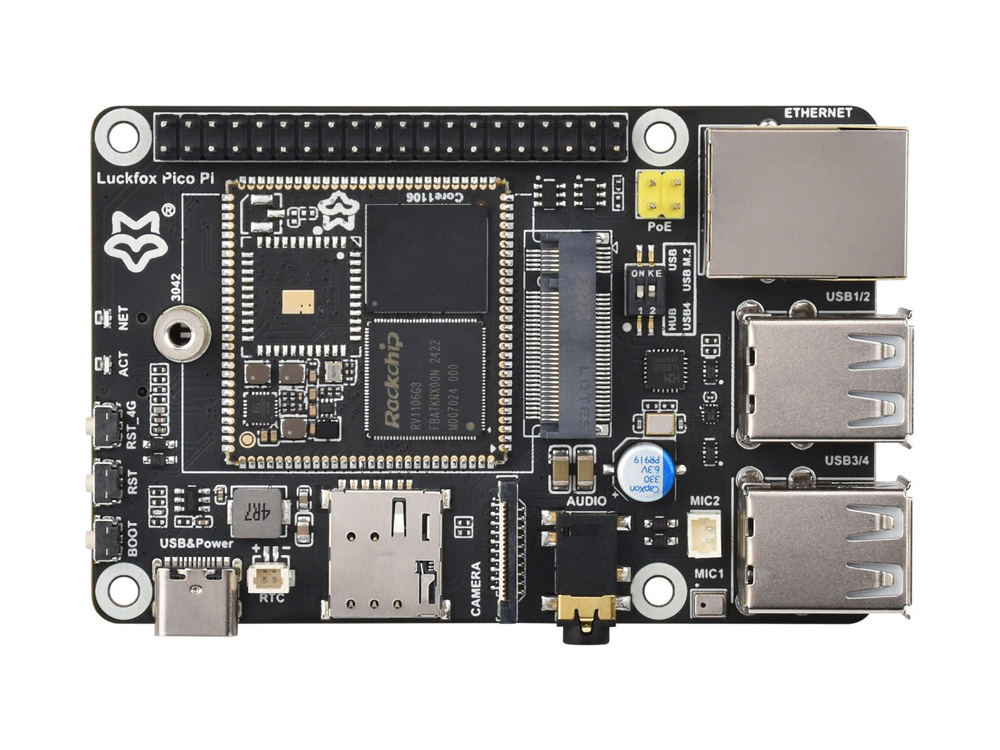 Luckfox Pico Pi Linux Micro Development Board, Based On Luckfox Core1106, 8GB eMMC, Supports Intelligent Encoding, Built-in Self-developed Third-generation ISP3.2