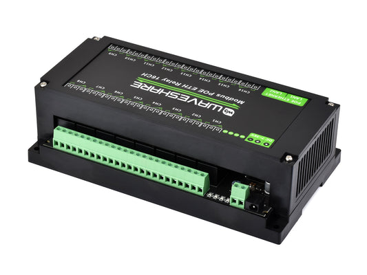 16-Ch Ethernet Relay Module, Modbus RTU / Modbus TCP Protocol, Ethernet Port Communication, Supports PoE Power Supply, With Various Isolation And Protection Circuits