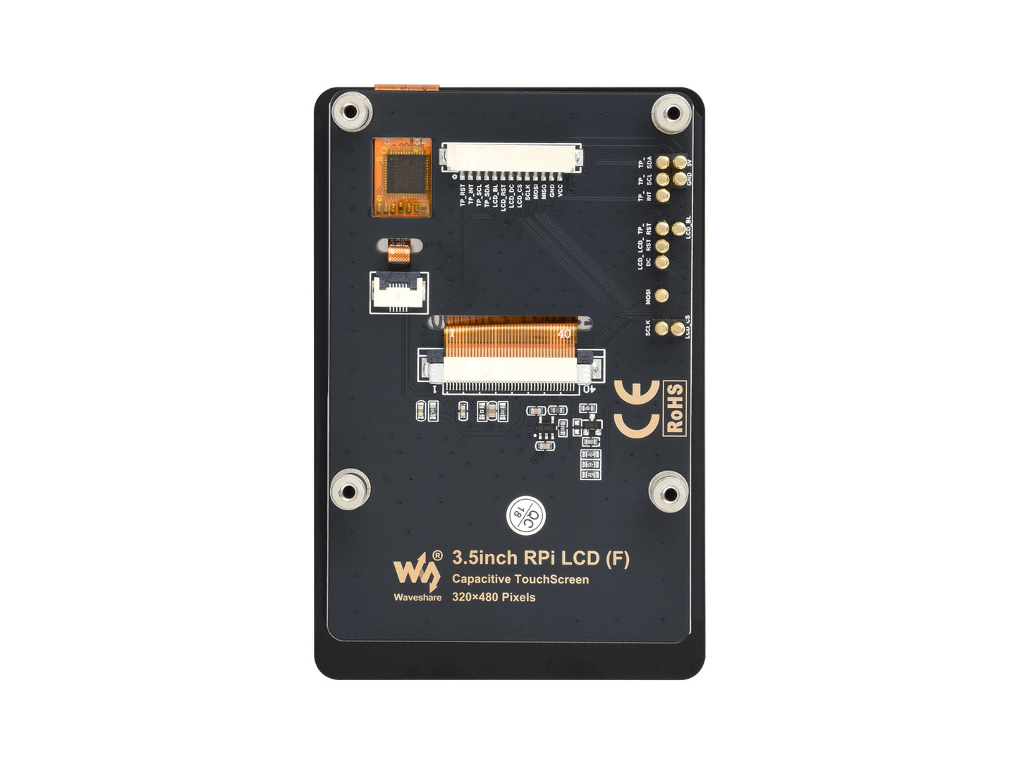 3.5inch Capacitive Touch Display (F) for Raspberry Pi, IPS Panel, 320×480 Resolution, 5-point Touch, Immersion Gold Process, Toughened Glass Panel
