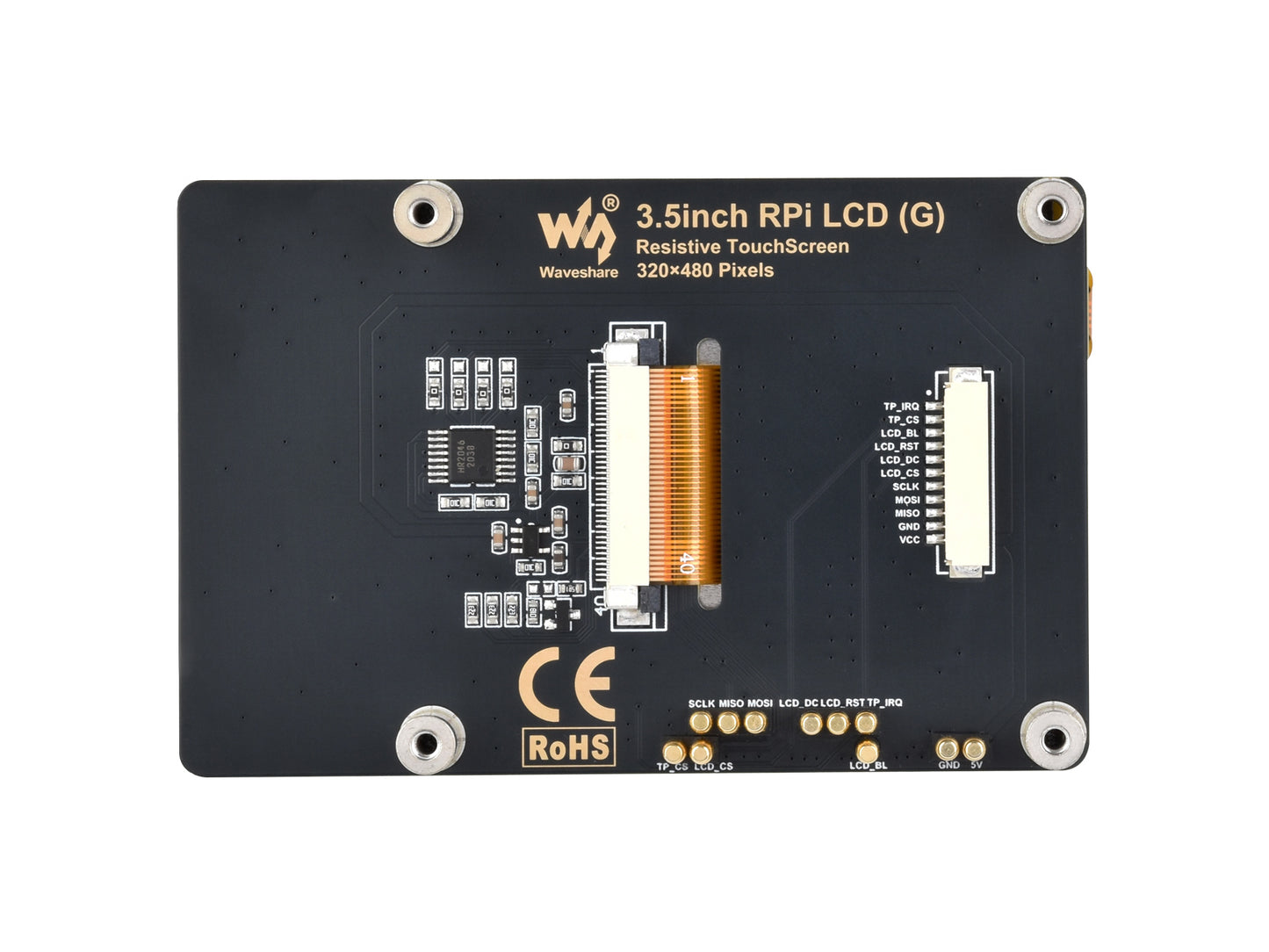 3.5inch Resistive Touch Display (G) for Raspberry Pi, IPS Panel, 320×480 Resolution, Immersion Gold Process, 262K Color