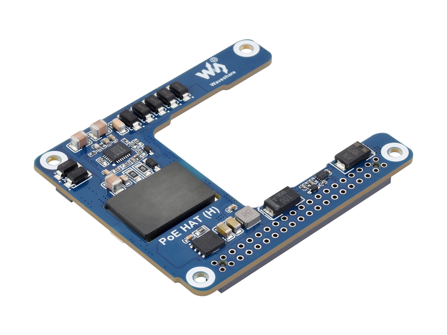 Power Over Ethernet HAT (H) For Raspberry Pi 5 / CM 5, 5V 5A Output, Supports 802.3af/at Network Standard, Isolated Switched-mode Power Supply, Raspberry Pi 5 PoE HAT