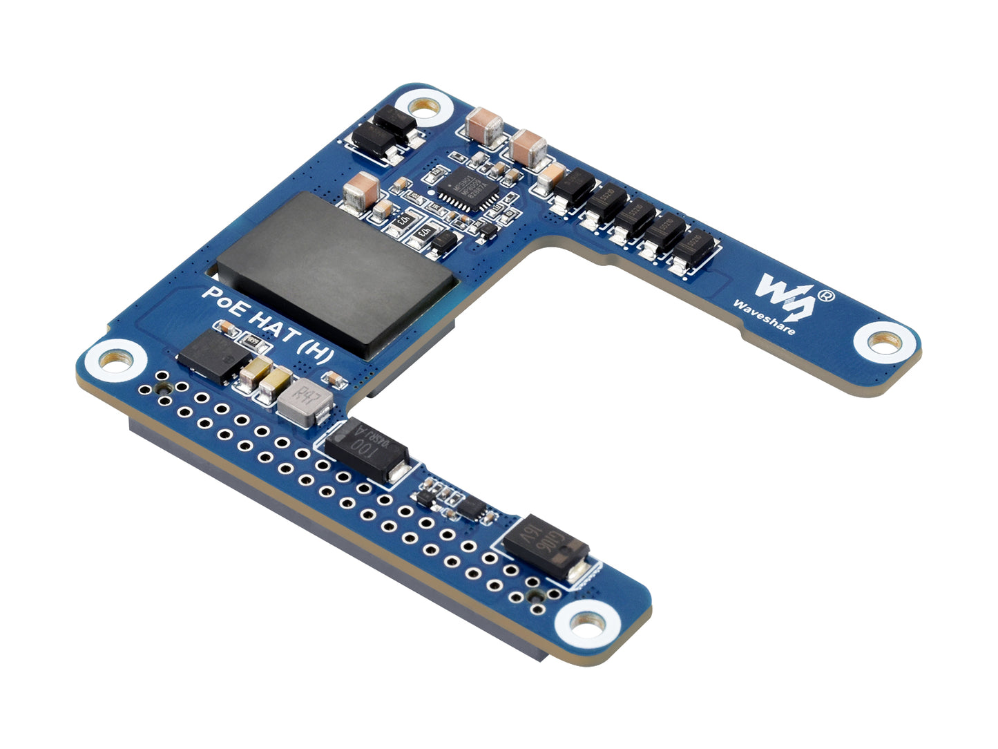 Power Over Ethernet HAT (H) For Raspberry Pi 5 / CM 5, 5V 5A Output, Supports 802.3af/at Network Standard, Isolated Switched-mode Power Supply, Raspberry Pi 5 PoE HAT