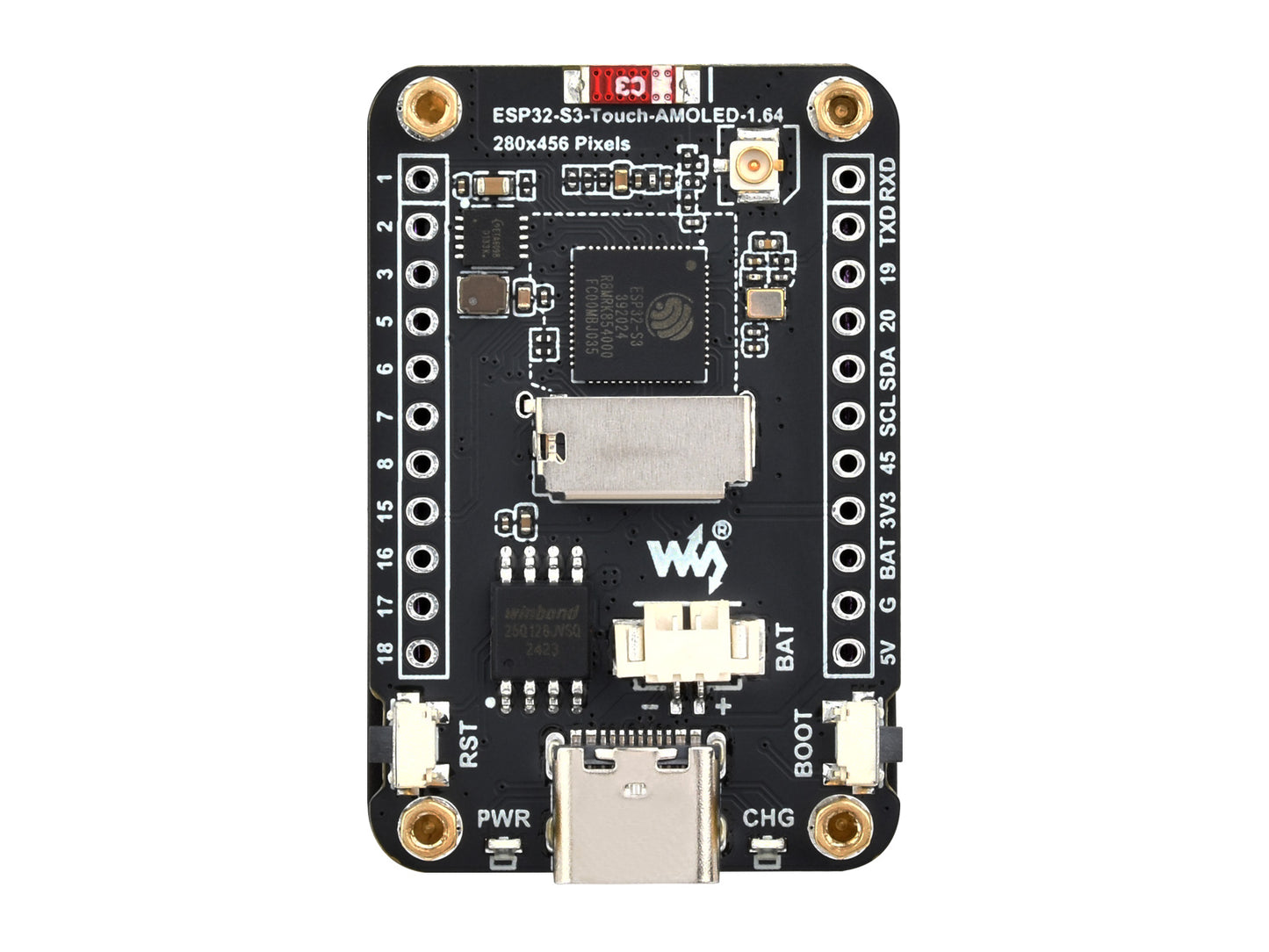 ESP32-S3 1.64inch AMOLED Touch Display Development Board, 280×456, QSPI Interface, Onboard Accelerometer And Gyroscope Sensor, ESP32 With Display