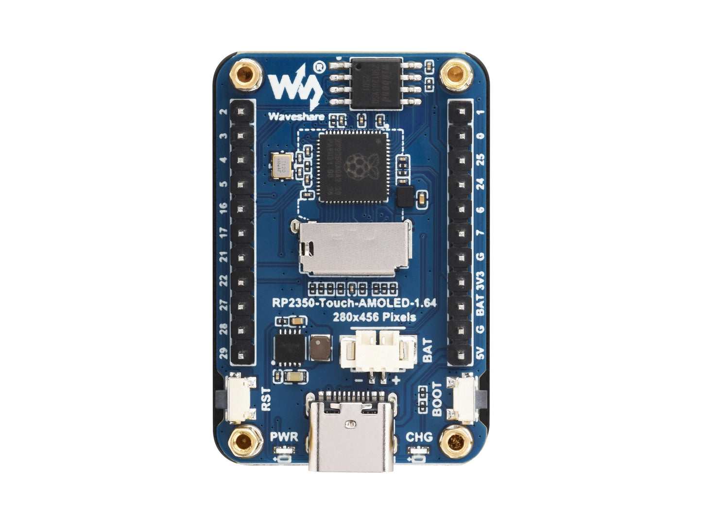 RP2350 1.64inch AMOLED Display Development Board, 280×456, QSPI Interface, Onboard Accelerometer And Gyroscope Sensor, Dual-core And Dual-architecture Processor