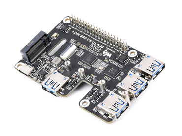 PCIe To USB 3.2 Gen1 And M.2 HAT For Raspberry Pi 5, Supports NVMe Protocol Solid State Drive, Expands 4-Ch USB 3.2 Ports, High-speed Reading / Writing, HAT+ Standard