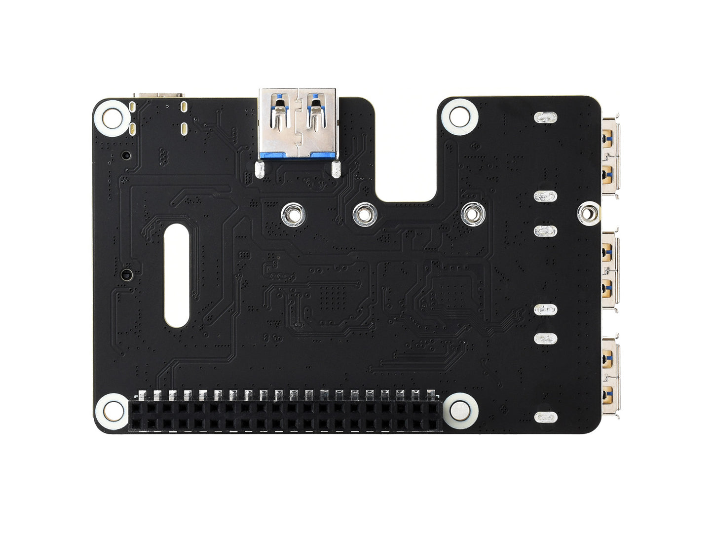 PCIe To USB 3.2 Gen1 And M.2 HAT For Raspberry Pi 5, Supports NVMe Protocol Solid State Drive, Expands 4-Ch USB 3.2 Ports, High-speed Reading / Writing, HAT+ Standard