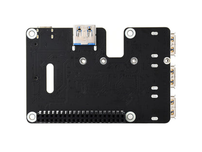 PCIe To USB 3.2 Gen1 And M.2 HAT For Raspberry Pi 5, Supports NVMe Protocol Solid State Drive, Expands 4-Ch USB 3.2 Ports, High-speed Reading / Writing, HAT+ Standard