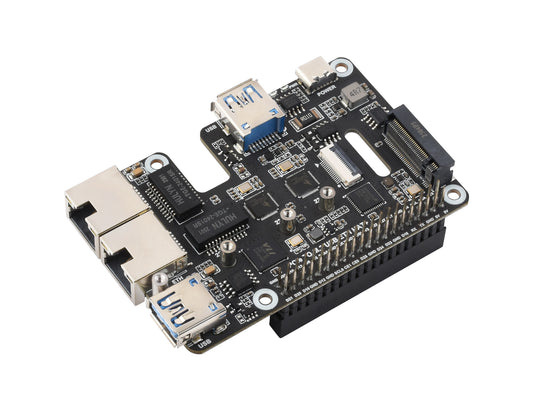 PCIe To USB 3.2 Gen1 / 2.5G ETH / M.2 NVMe Adapter For Raspberry Pi 5, Supports NVMe Protocol M.2 Solid State Drive, Expands 2-ch USB 3.2 Ports And 2-ch Ethernet Ports