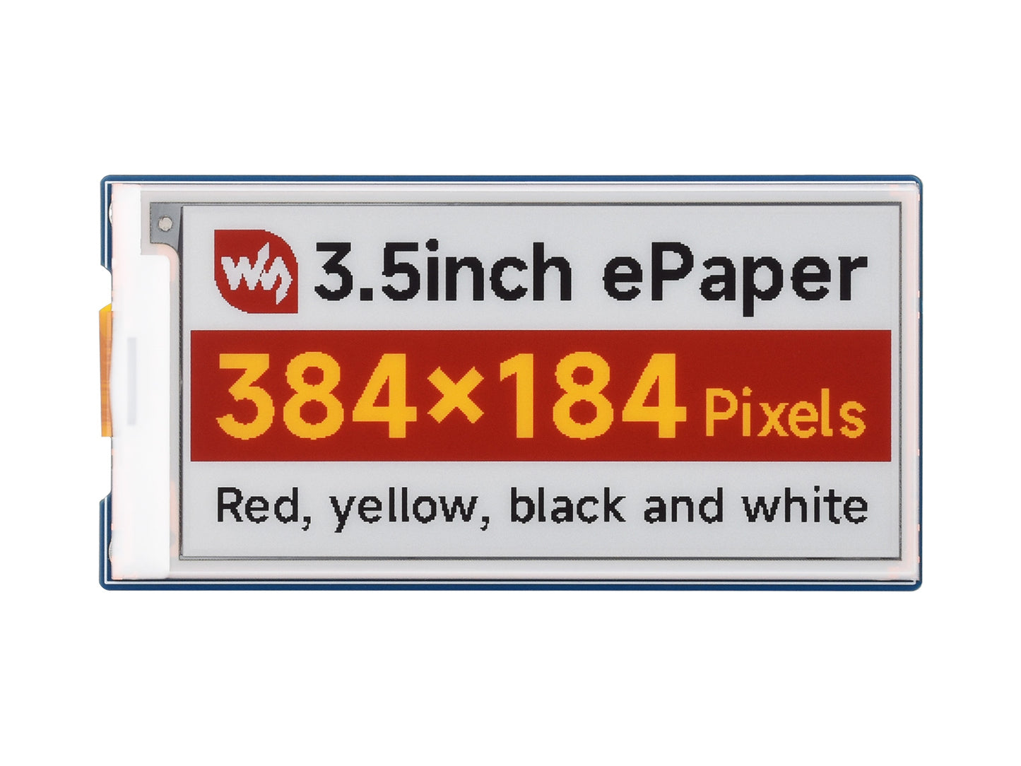 3.5inch E-Paper Display (G), E-Ink Display, 384 × 184 Pixels, Red/Yellow/Black/White, SPI Interface