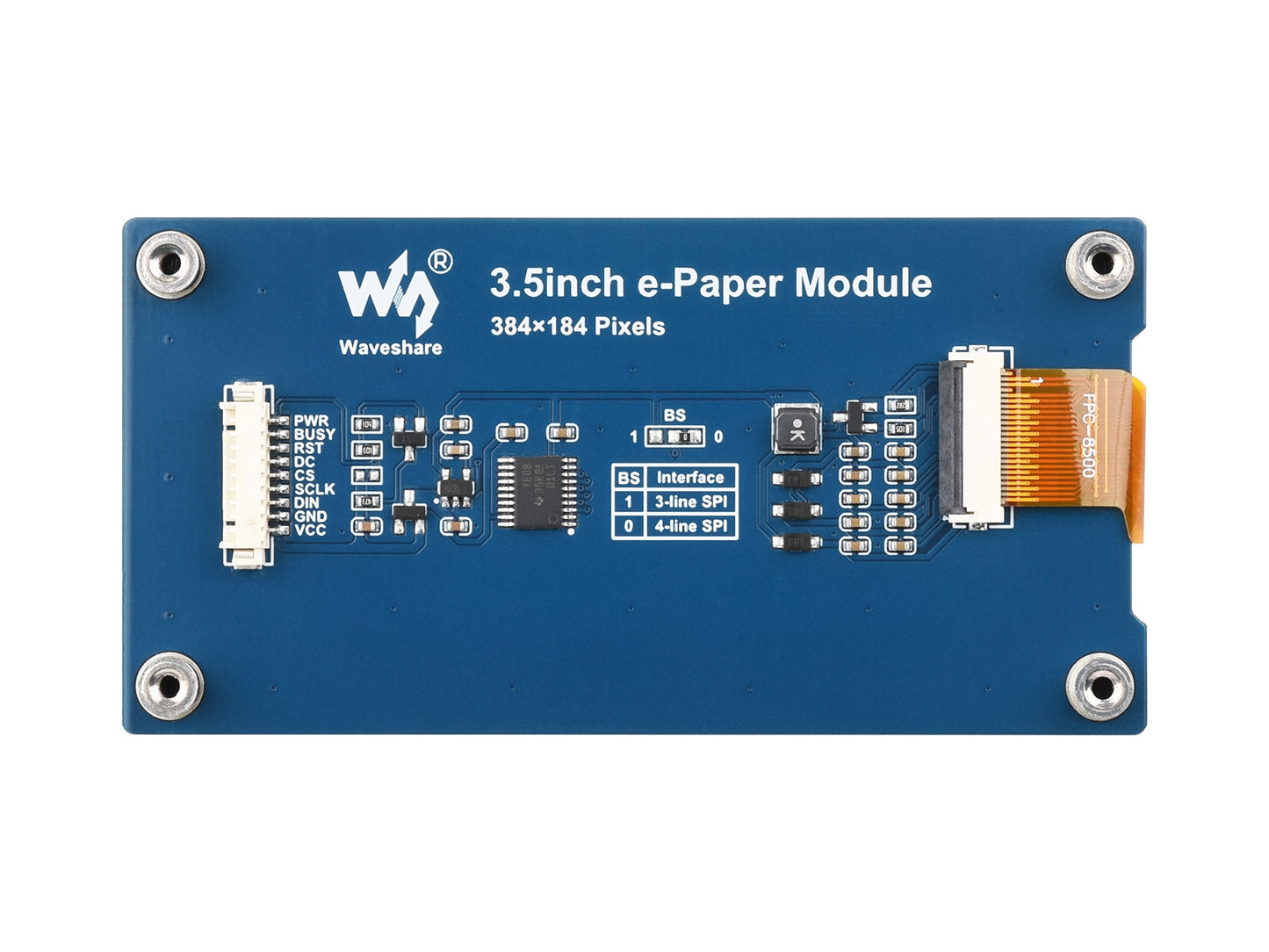 3.5inch E-Paper Display (G), E-Ink Display, 384 × 184 Pixels, Red/Yellow/Black/White, SPI Interface