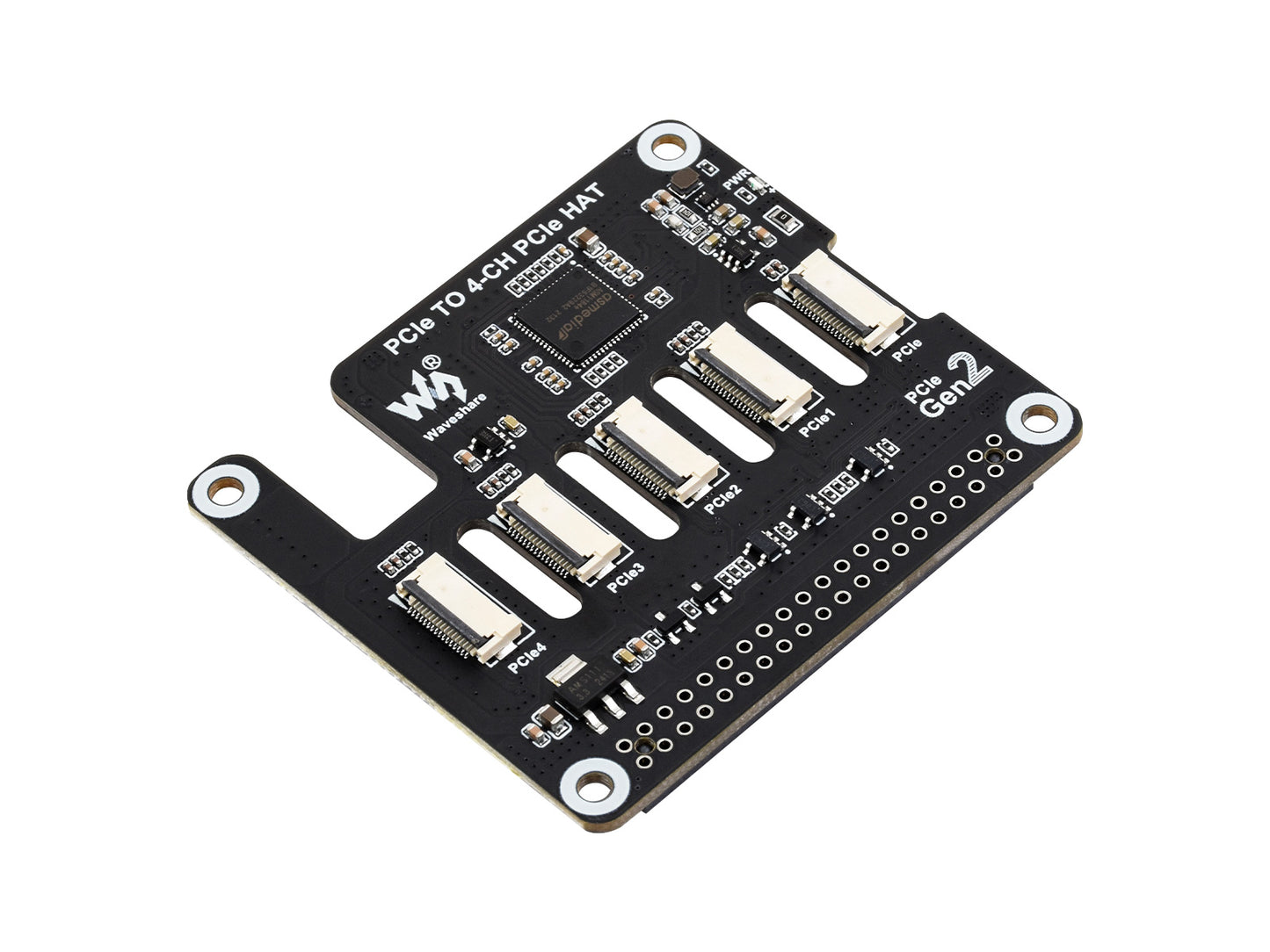 4-Ch PCIe FFC Adapter Board for Raspberry Pi 5, Expands The PCIe Interface Of The Pi 5 To 4-Ch PCIe FFC Connectors, Supports Stacking Multiple PCIe HATs, Raspberry Pi 5 PCIe HAT