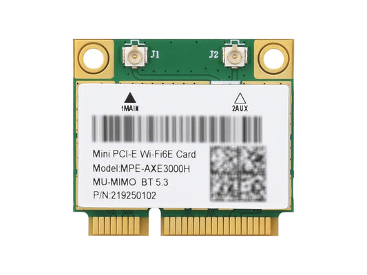 Wireless MINIPCIE AX210 NIC, Gigabit Tri-Band Wi-Fi 6E, 802.11AX Standard, Bluetooth 5.3