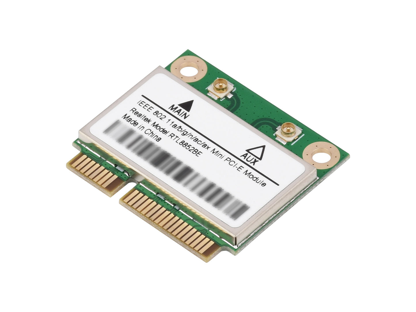 Wireless MINIPCIE RTL8852BE NIC, Gigabit Dual-Band Wi-Fi 6, 802.11AX Standard, Bluetooth 5.2