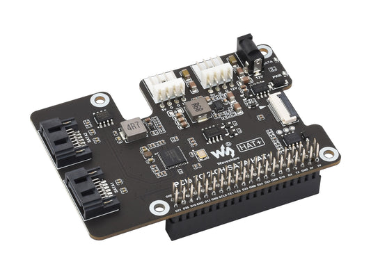PCIe To 2-Ch SATA Adapter For Raspberry Pi 5, Supports SATA Hard Drive Protocol, Onboard Dual LED Indicators And EEPROM, HAT + Standard, Driver-free, Plug And Play