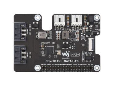 PCIe To 2-Ch SATA Adapter For Raspberry Pi 5, Supports SATA Hard Drive Protocol, Onboard Dual LED Indicators And EEPROM, HAT + Standard, Driver-free, Plug And Play