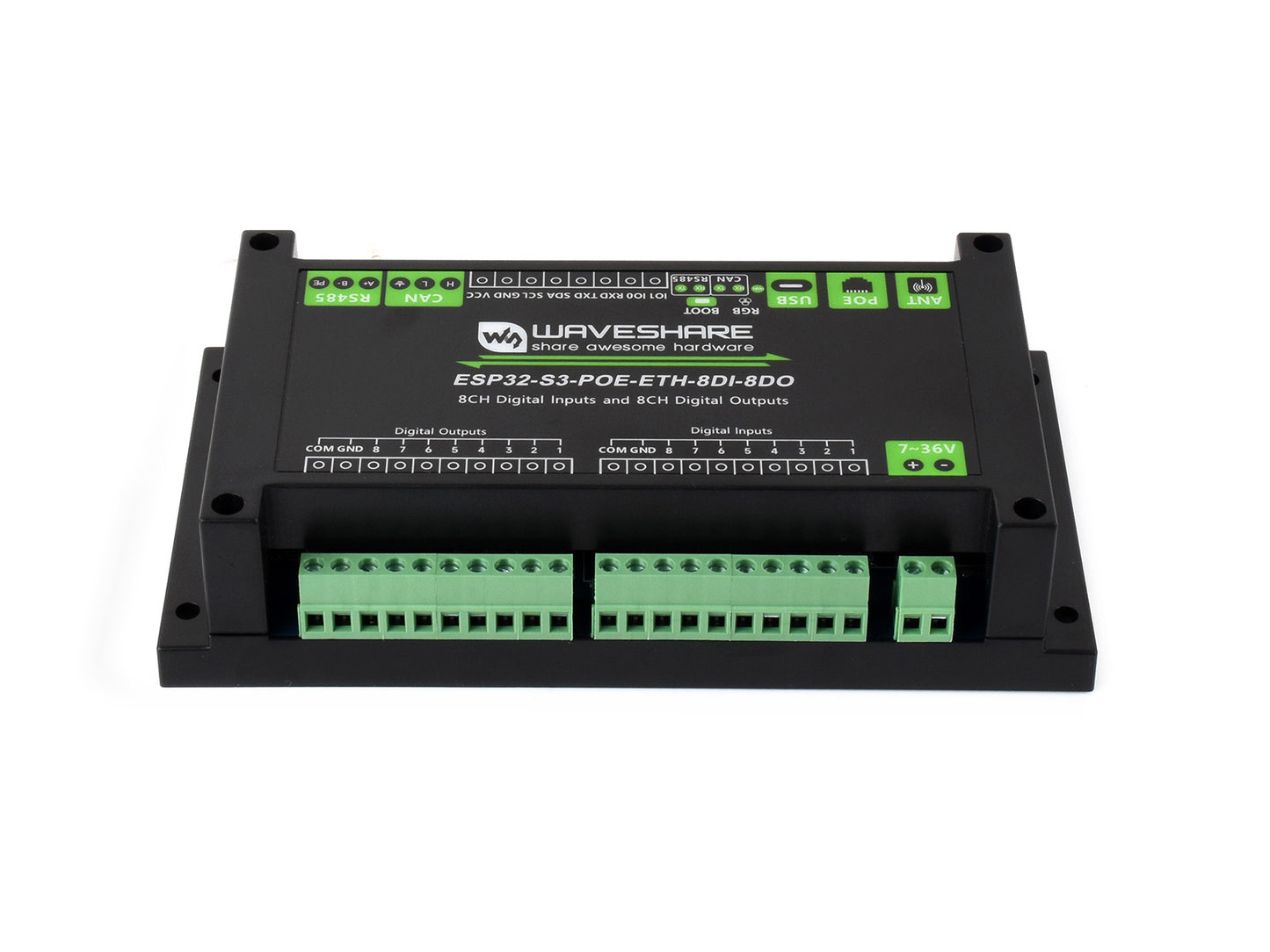 Industrial ESP32-S3 Control Board With 8-Channel Digital Input & Output, Built-in Xtensa 32-bit LX7 Dual-core Processor, Up To 240MHz, With Multiple Isolation Protection Circuits