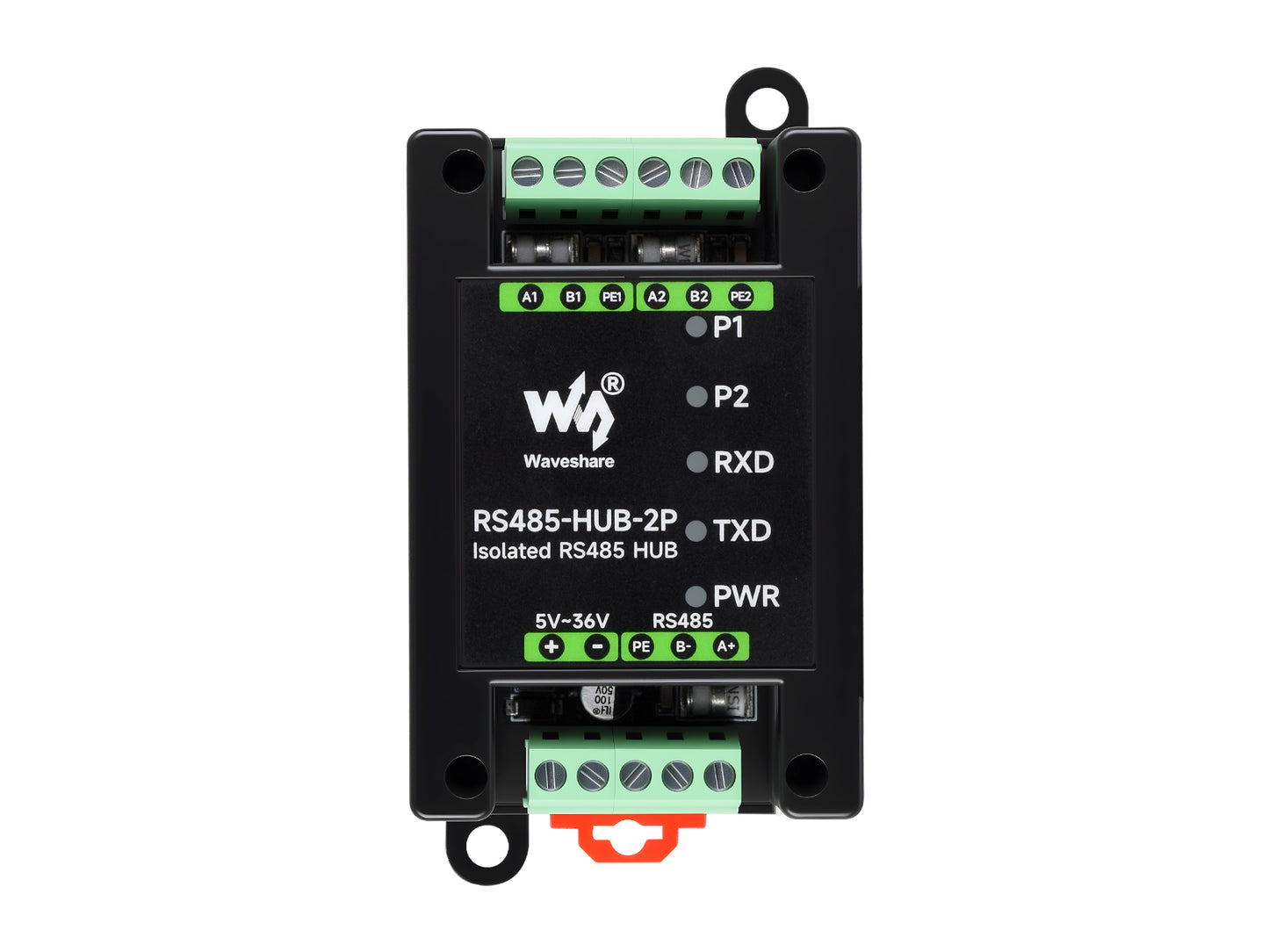 Industrial-grade Isolated 2-Ch RS485 Hub, Rail-mount Support, Wide Baud Rate Range, Expands 2-ch RS485 Sub Ports Via 1-ch RS485 Master Port, With Isolation And Signal Relay