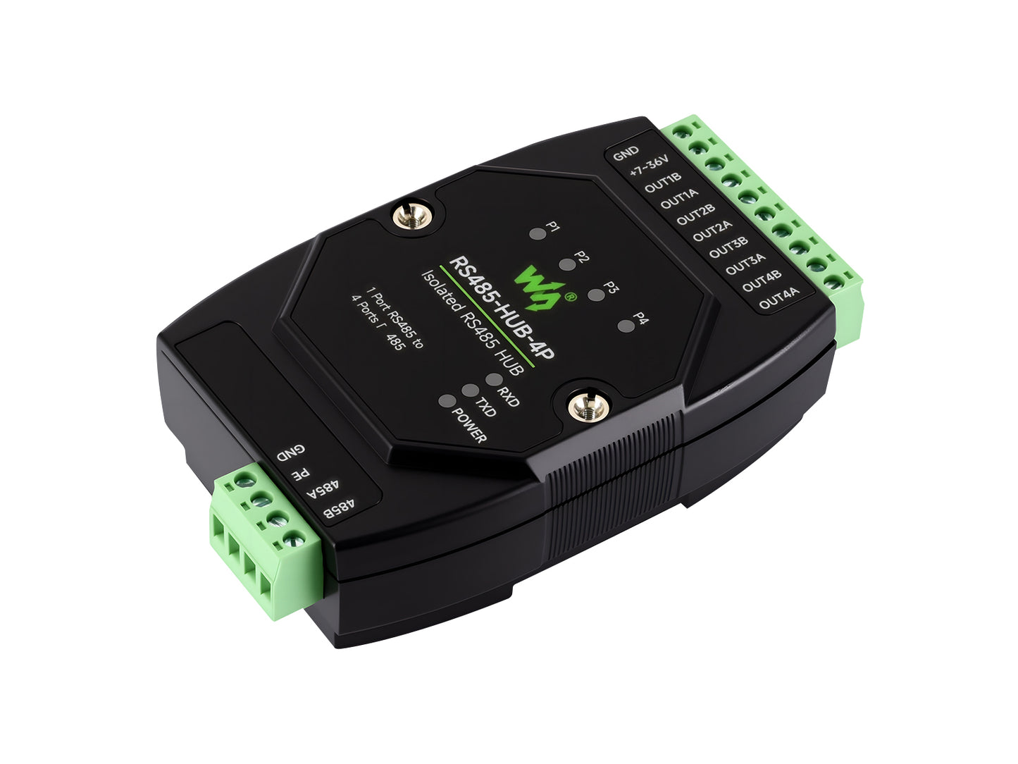 Industrial-grade Isolated 4-Ch RS485 Hub, Rail-mount Support, Wide Baud Rate Range, Expands 4-ch RS485 Sub Ports Via 1-ch RS485 Master Port, With Isolation And Signal Relay