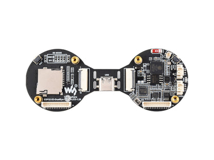 ESP32-S3 1.28inch Double Eye Round LCD AIoT Development Board, Onboard Dual 1.28inch IPS Displays, 240 × 240 Resolution, Dual-core 240MHz Processor, Supports Wi-Fi / Bluetooth 5