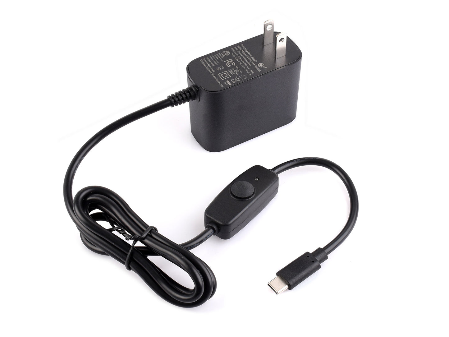 27W USB Type-C Power Supply Type C, PD Power Supply, Options For US / EU / UK Plugs, Suitable For Raspberry Pi 5, 1.2m Cable Length, Raspberry Pi 5 Power Supply
