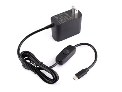 27W USB Type-C Power Supply Type C, PD Power Supply, Options For US / EU / UK Plugs, Suitable For Raspberry Pi 5, 1.2m Cable Length, Raspberry Pi 5 Power Supply