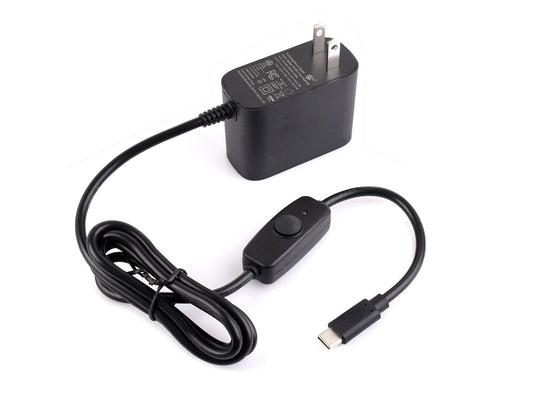 27W USB Type-C Power Supply Type C, PD Power Supply, Options For US / EU / UK Plugs, Suitable For Raspberry Pi 5, 1.2m Cable Length, Raspberry Pi 5 Power Supply