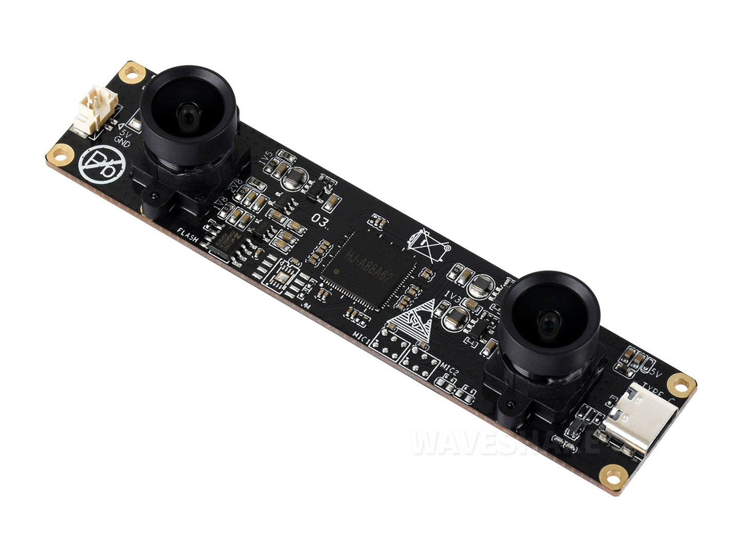 OS02G10 2MP Stereo USB Camera Module, OS02G10 Sensor Chip, USB2.0 Port, Synchronized Same-frame Output, 62mm Baseline, Featuring Distortion-free Lenses