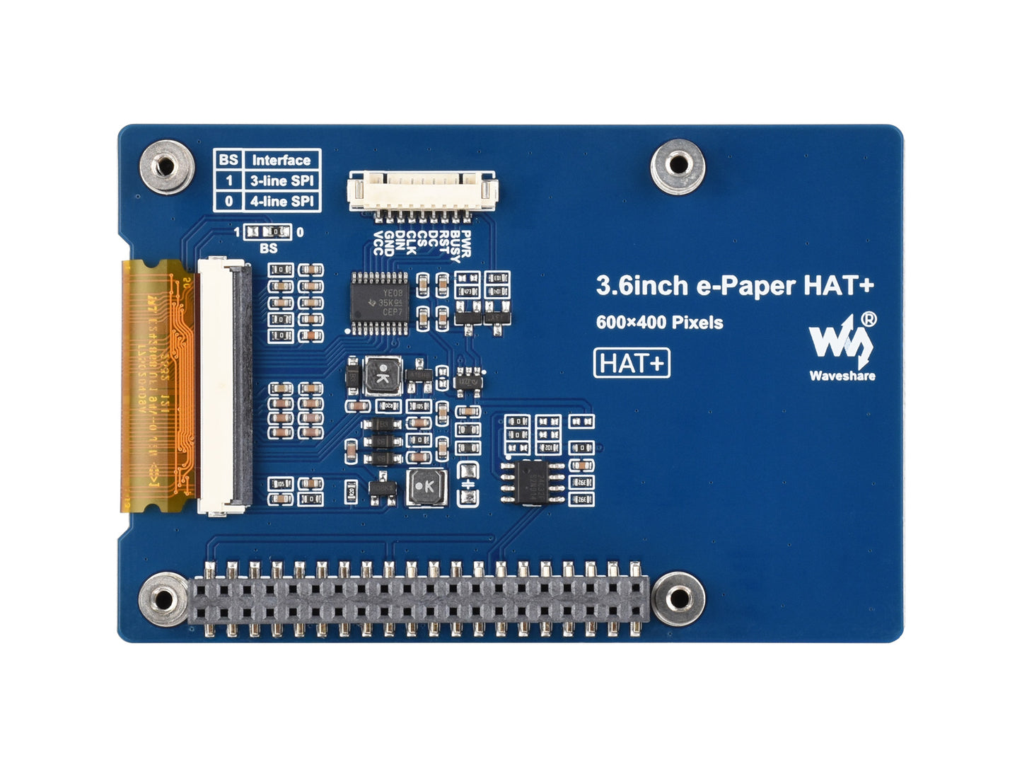 3.6inch E Ink Spectra 6 (E6) Full color E-Paper Display, 600×400 Pixels, SPI Communication, Optional For HAT+ Standard Driver Board, E-ink Display