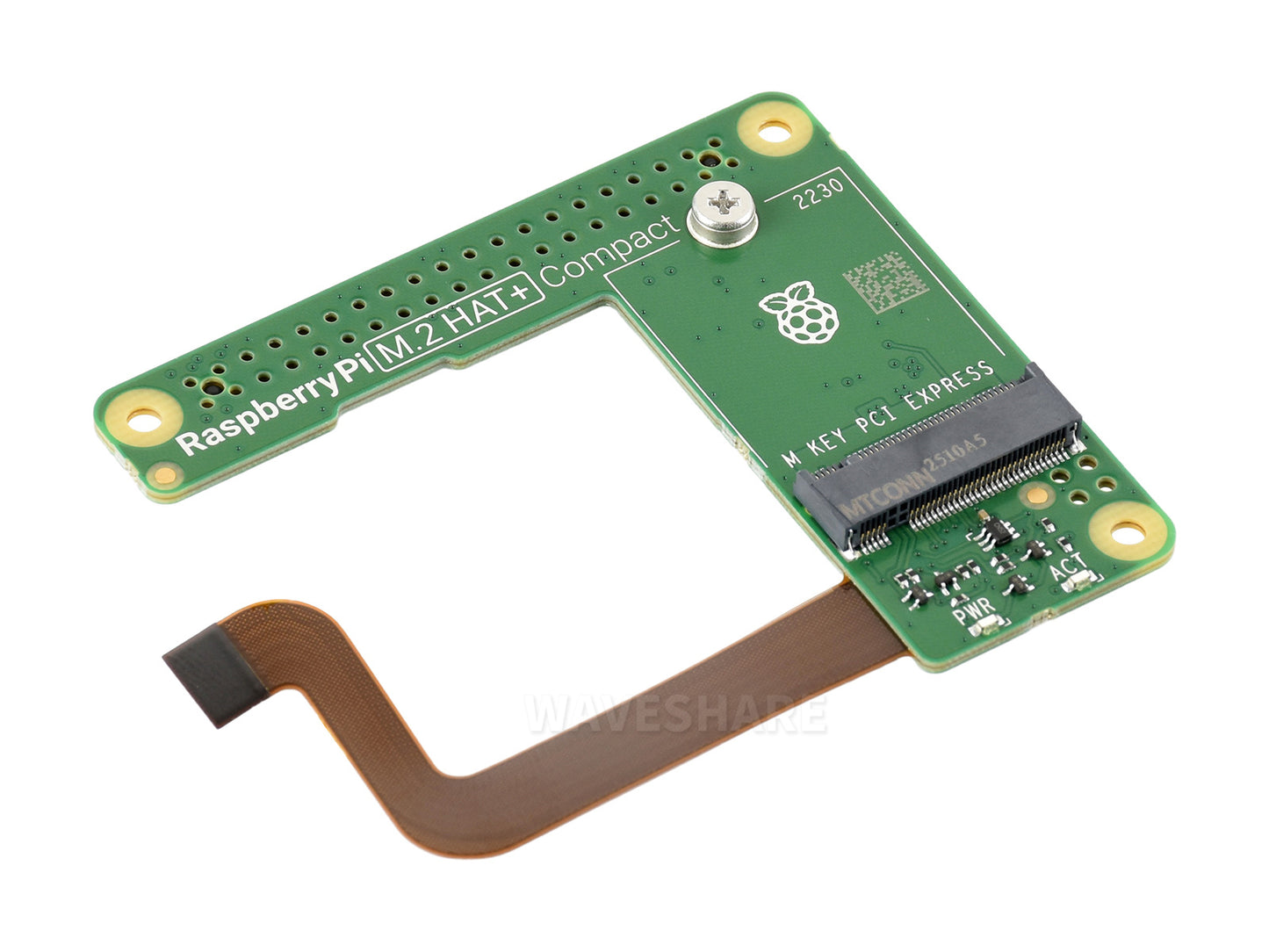 Official Raspberry Pi M.2 HAT+ Compact, Designed For Raspberry Pi 5, HAT+ Standard, Supports NVMe Protocol M.2 Solid State Drive With 2230 Form Factor, Suitable For Use With The Raspberry Pi Case
