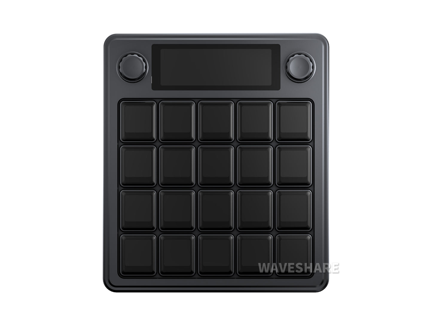 Waveshare MK20 Multifunktionales KI-Sprachsteuerungspanel, mit 20 × 0,85-Zoll mechanischen LCD-Makrotasten und einem 2,8-Zoll-Zweitbildschirm, hochpräzise Doppelknöpfe, Linux + QMK Dual-System-Architektur, Stream-Controller-Deck, Stream-Zubehör