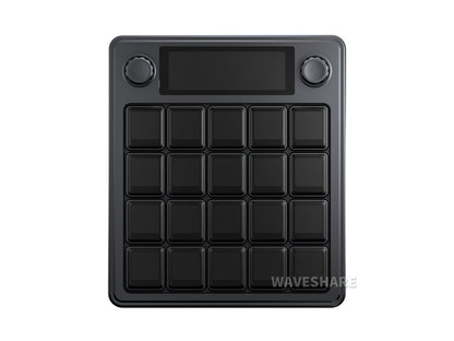 Waveshare MK20 Multifunktionales KI-Sprachsteuerungspanel, mit 20 × 0,85-Zoll mechanischen LCD-Makrotasten und einem 2,8-Zoll-Zweitbildschirm, hochpräzise Doppelknöpfe, Linux + QMK Dual-System-Architektur, Stream-Controller-Deck, Stream-Zubehör