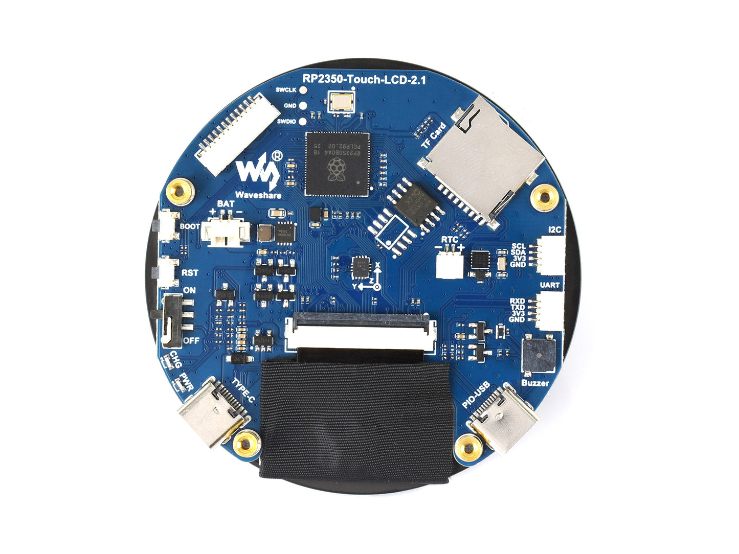 RP2350 2.1inch Capacitive Touch Round Display Development Board, 480×480 IPS Panel Display, 65K Color