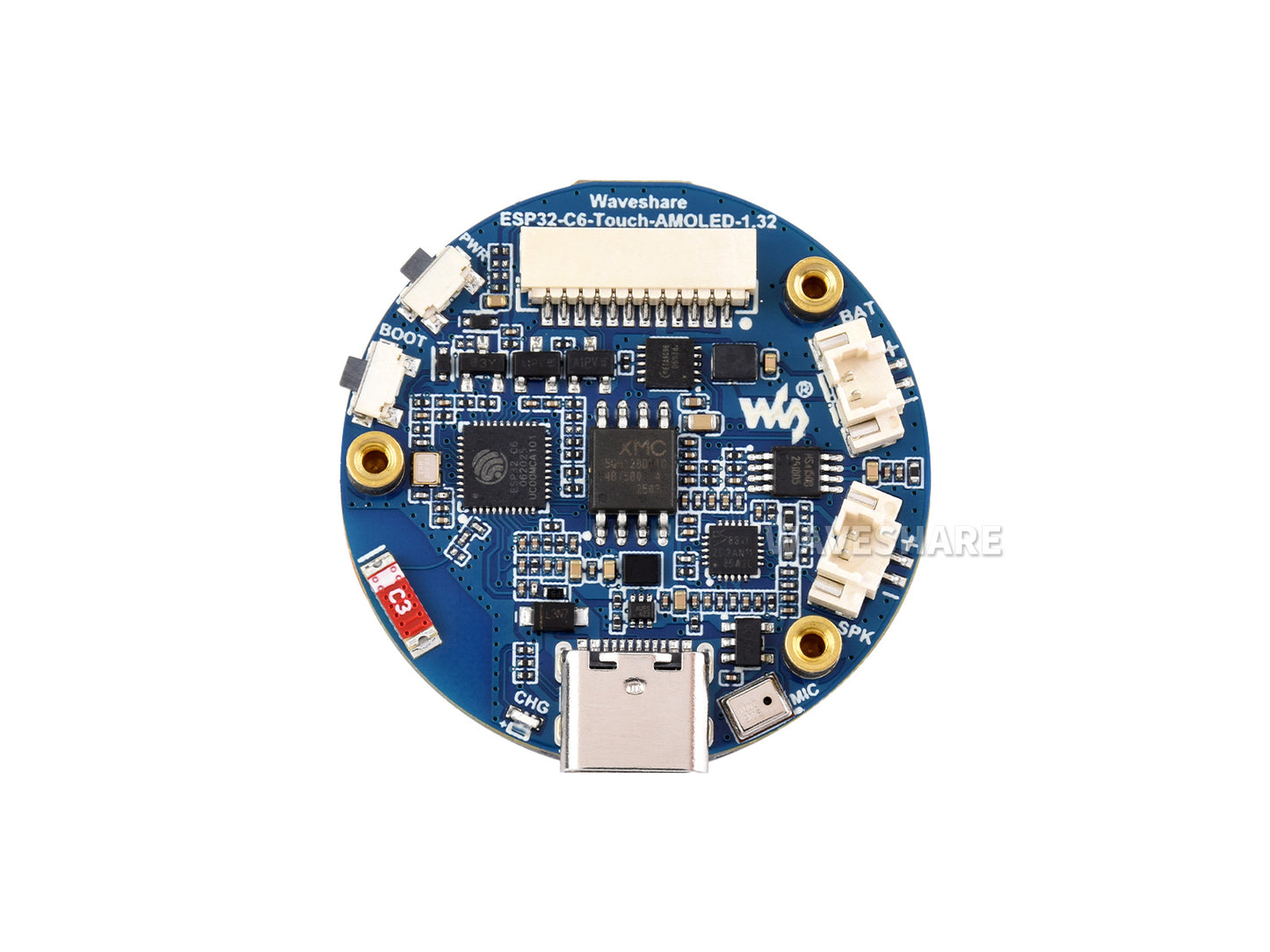 ESP32-C6 1.32inch AMOLED Round Touch Display Development Board, 466×466 Pixels, QSPI Interface, Supports Wi-Fi 6 and Bluetooth 5
