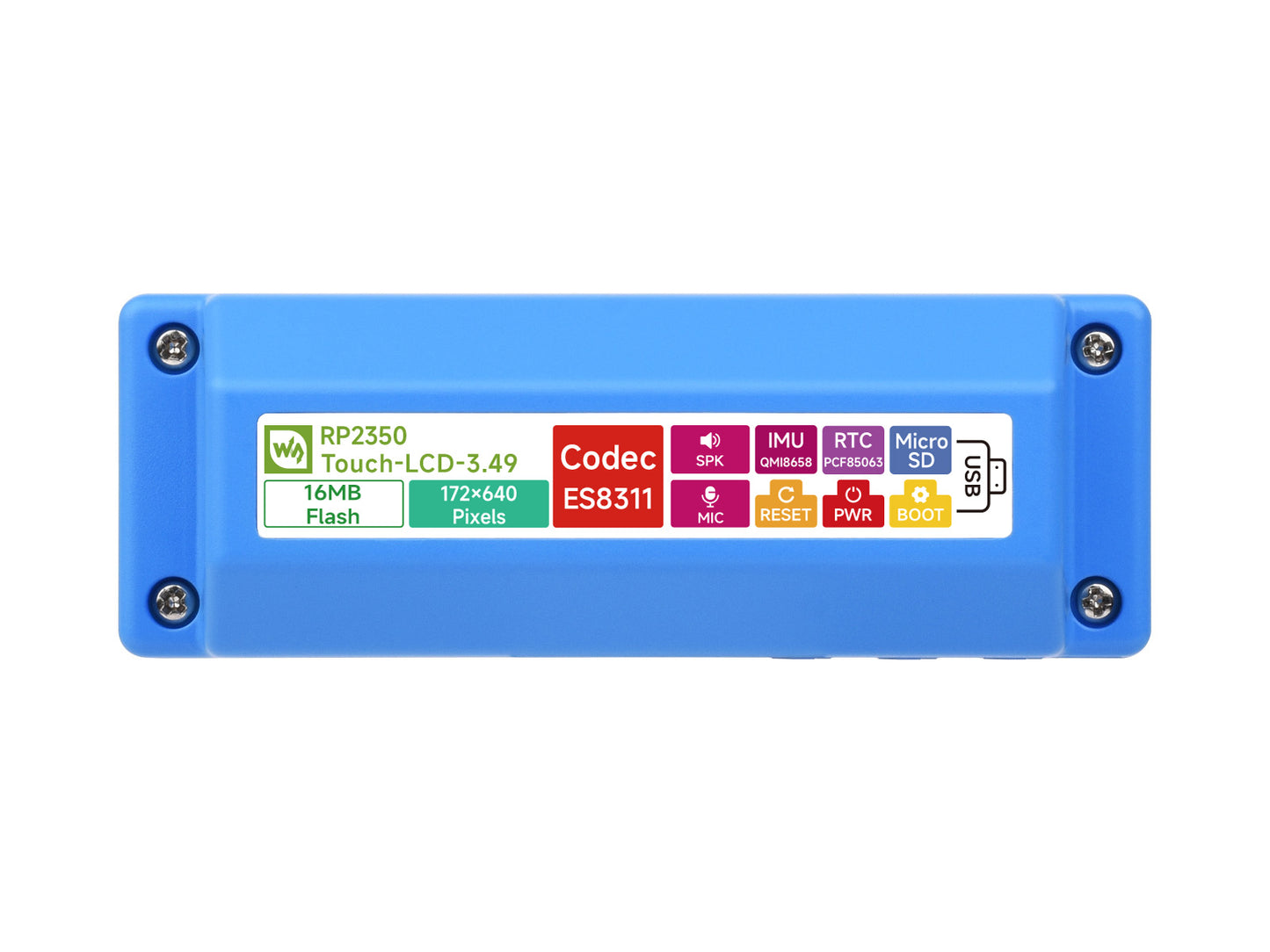 RP2350 High-Performance Development Board With 3.49inch IPS Capacitive Touch Display, 172 × 640 Resolution, Dual-core & Dual-architecture Design, Built-in AXS15231B LCD & Touch Controller