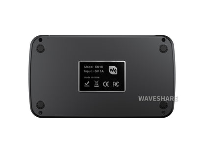 Waveshare SK18 Multi-Functional AI Voice Control Panel, Onboard 18 × membrane LCD Macro Keys, Supports Linux + QMK Dual-system Architecture and AIDA64
