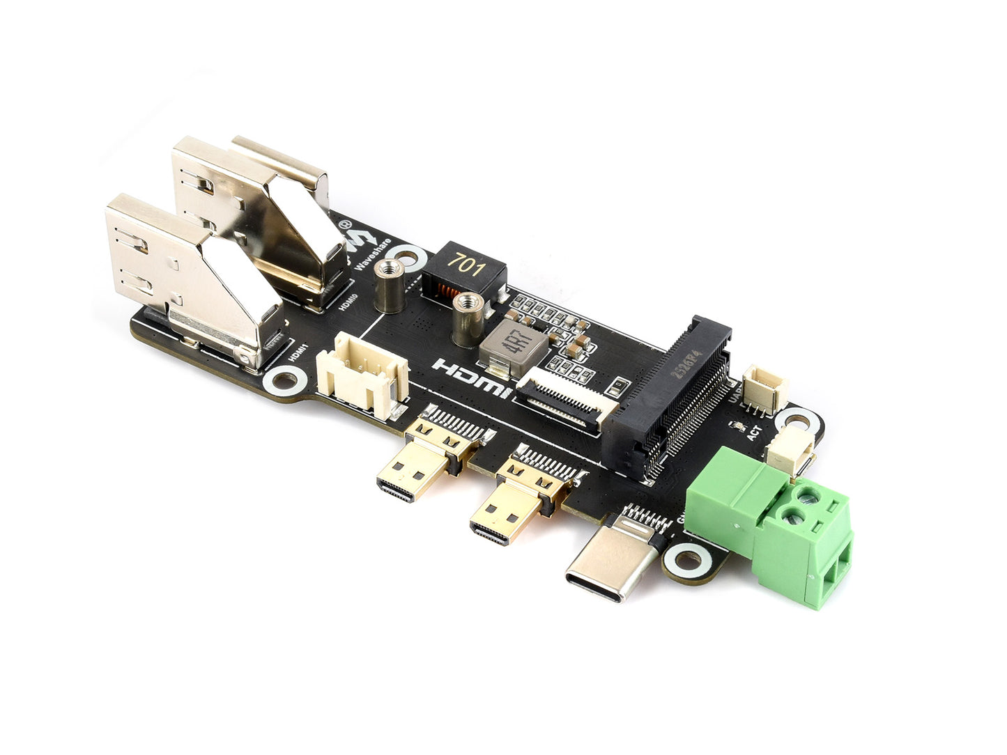 PCIe To M.2 Multifunctional Adapter, Compatible with Raspberry Pi 5, Two Power Supply Methods, Supports Dual 4K Outputs