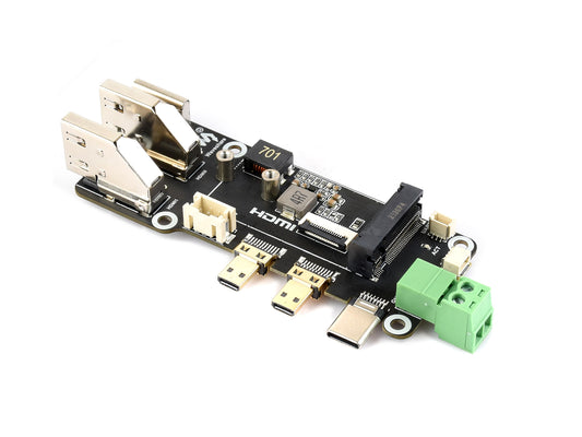 PCIe To M.2 Multifunctional Adapter, Compatible with Raspberry Pi 5, Two Power Supply Methods, Supports Dual 4K Outputs