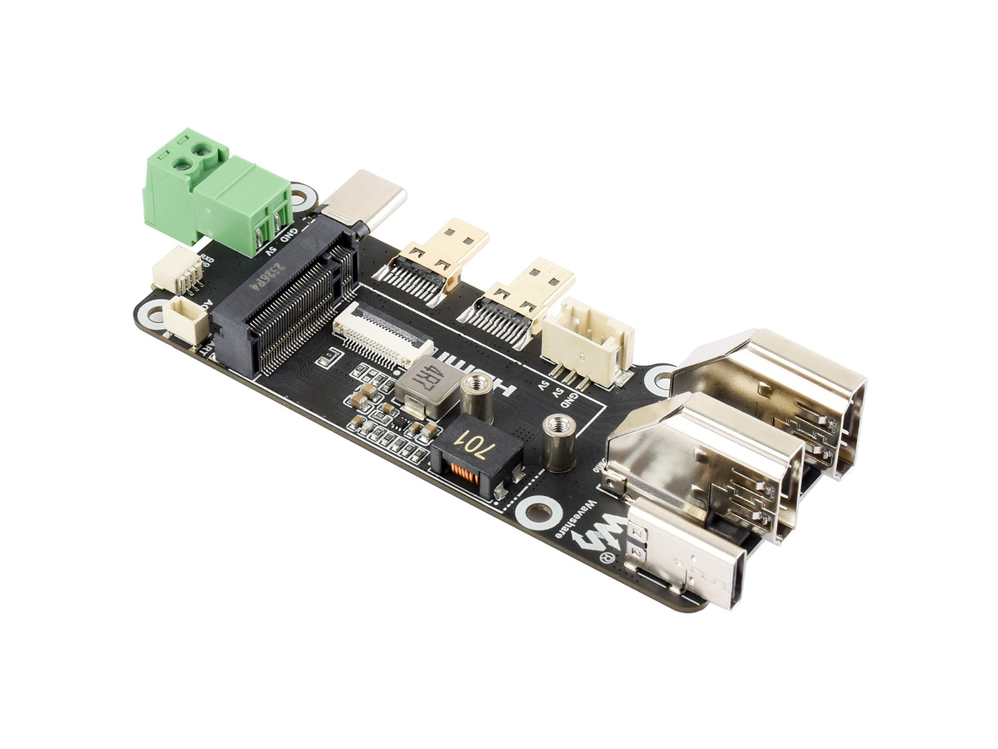 PCIe To M.2 Multifunctional Adapter, Compatible with Raspberry Pi 5, Two Power Supply Methods, Supports Dual 4K Outputs