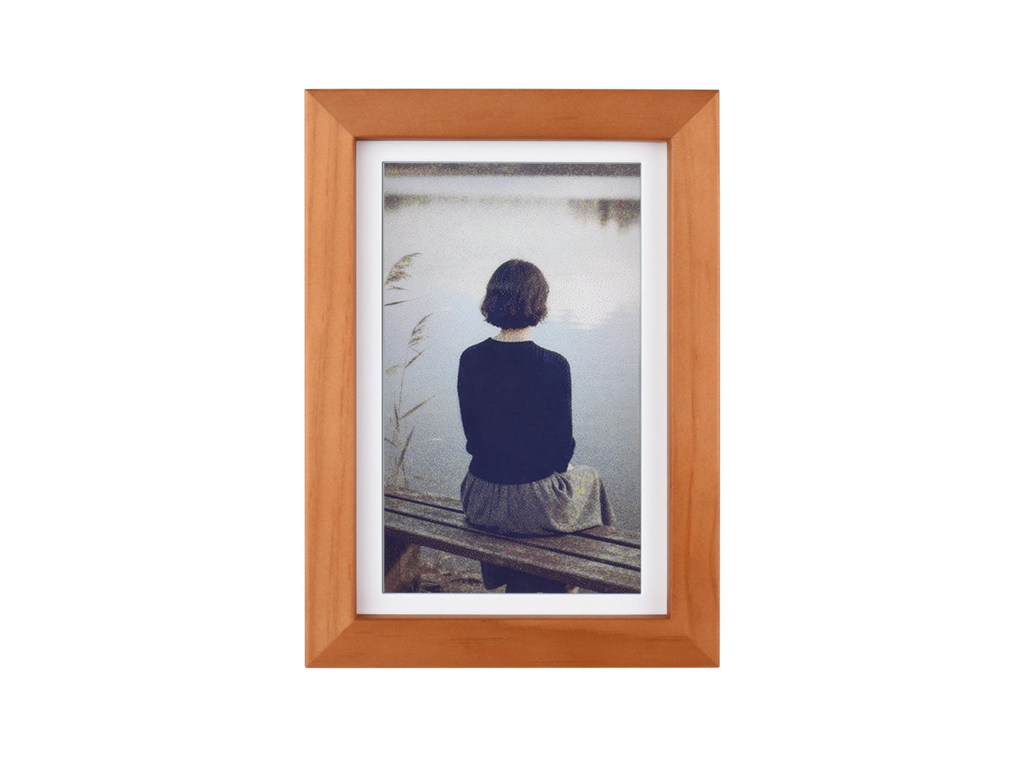 7.3inch E6 Full Color E-Paper With Solid Wood Photo Frame For Raspberry Pi Zero, Ultra-long Standby, 800 × 480 Resolution, Batt. and Zero 2 WHC board are Optional