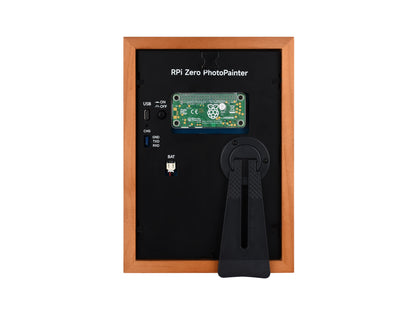 7.3inch E6 Full Color E-Paper With Solid Wood Photo Frame For Raspberry Pi Zero, Ultra-long Standby, 800 × 480 Resolution, Batt. and Zero 2 WHC board are Optional