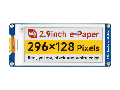 2.9inch E-Paper Display (G), E-ink Display, 296x128, Red/Yellow/Black/White, SPI Interface