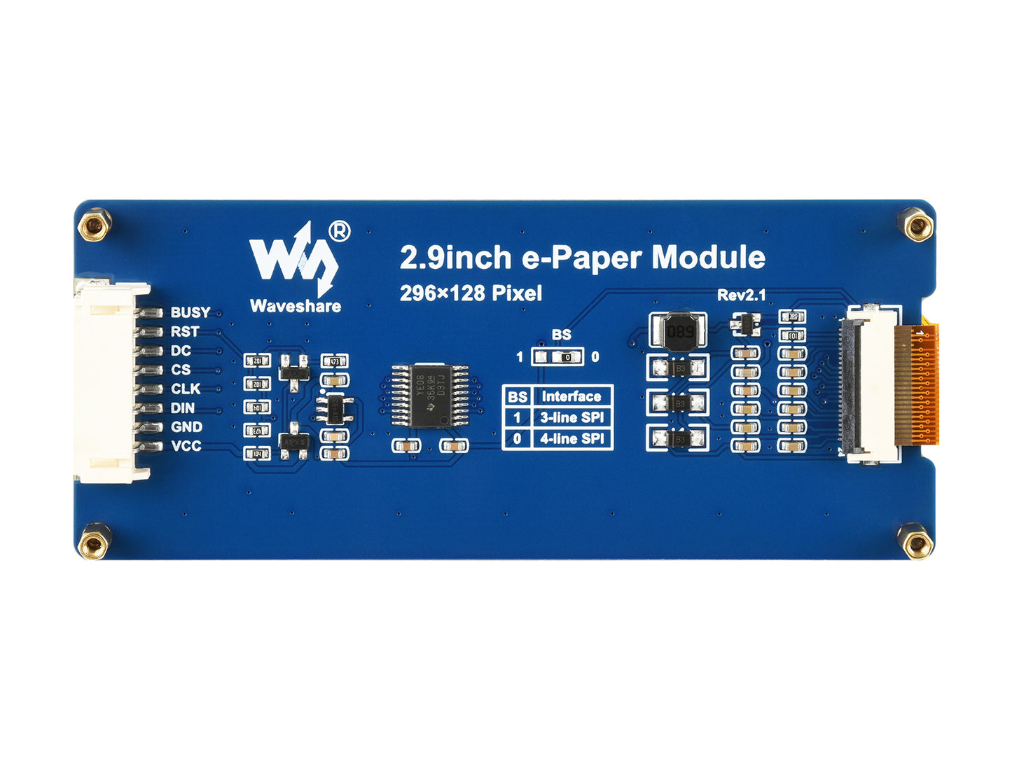 2.9inch E-Paper Display (G), E-ink Display, 296x128, Red/Yellow/Black/White, SPI Interface